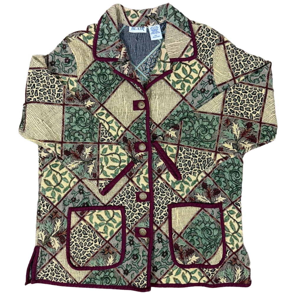 Blair Vintage Floral Colorful Tapestry Fabric Jacket Sku1221